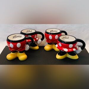 Disney Parks Mickey Mouse Minnie Mouse Mugs - 4pc